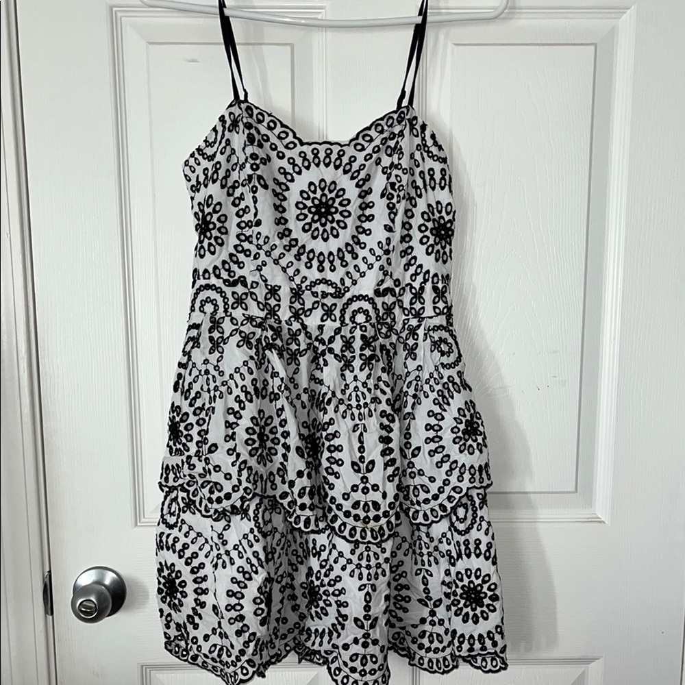 Black and White Patterned Elegant Women's Dress